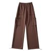 Calça de moletom retrô estilo americano com vários bolsos e desfiados, feminina, outono e inverno, leggings soltas, calça reta, calça esportiva casual da moda