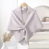 Nuevo Chal Grande Triangular de Color Sólido Mezcla de Lana Otoño e Invierno 2025 para Mujer Bufanda Exterior de Punto Gruesa y Cálida y Hombro