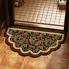 Alfombrilla de Piso Retro para Baño, Alfombrilla Antideslizante de Fácil Cuidado para la Entrada del Inodoro, Alfombrilla Semicircular Absorbente de Agua para Baño del Hogar