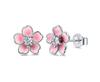 Novas joias europeias e americanas transfronteiriças fofas versáteis multicoloridas flor de cerejeira flor de primavera feminina brincos rosa