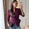 Blazer assimétrico de manga comprida, novo, slim fit, europeu e americano, para mulheres, 2026, top estiloso e elegante
