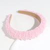 Diadema Transfronteriza Caliente de Perlas Color Sólido Retro Esponja Diadema Gruesa Fuera del Camino Parte Superior Craneal Alta Accesorios para el Cabello