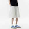 Shorts deportivos casuales rectos sueltos blancos y grises para hombre, shorts de verano de estilo americano con patchwork deconstruido, modernos y versátiles