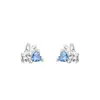 Pendientes de Corazón Azul de Zirconia de Plata S999 para Mujer, Mariposa Simple de Moda Versátiles Exquisitos Diseño de Nicho Tachuelas