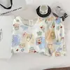 Venda Direta de Fábrica - Pijama de Verão Feminino, Estilo Coreano, Estampa de Desenho Doce e Fofa, Gola Redonda, Algodão Nuvem, Tendência Estilo Ins Item Quente