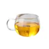 Taza de Vidrio con Patrón Vertical de Pétalos Rayas Creativa para Jugo Leche Desayuno Taza de Vino de Oficina con Asa Taza de Té para el Hogar