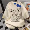Camiseta de Manga Corta con Divertido Estampado de Perros Diseño Estilo Japonés Verano 2025 Nuevo Casual Holgado Top Vintage