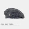 Otoño e Invierno Estilo Perezoso ~ Boina Dulce y Cool Tejida Negra Estilo Japonés para Mujer Simple Combinable Sombrero de Pintor Sombrero Belle