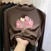 Top Básico de Manga Larga Casual De Rong para Niños Colección Otoño/Invierno 2026 Nuevo Top de Otoño para Niñas con Cuello Semi-Alto