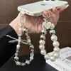 Correa creativa para teléfono con cuentas en forma de corazón, cadena para funda de teléfono DIY, colgante de corazón con cuentas hecho a mano, accesorio decorativo