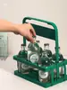 Cesta de Armazenamento Portátil Dobrável de Plástico para 6 Garrafas de Cerveja ou Bebidas para Acampamento ao Ar Livre e Piquenique