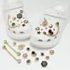 Compatible con Crocs Cadena Dorada con Purpurina Lujo Ligero Pedrería Accesorios DIY Flores para Zapatos Decoración de Girasol Hebillas para Zapatos Mayoreo