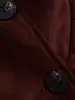 Chaqueta corta de ante sintético para mujer de comercio exterior transfronterizo, con cuello alto, mangas raglán, diseño de doble botonadura, cinturón y un estilo retro de ropa de trabajo.