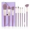 9 brochas de maquillaje pequeñas de camote morado, juego de brochas de pelo suave para sombra de ojos, brocha para polvo suelto, corrector, juego completo de brochas moradas