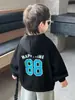 Sudadera con capucha estampada para niño de primavera y otoño, sudadera con capucha elegante estilo coreano para niños, prenda superior para niños de tamaño pequeño y mediano, calidad de exportación