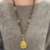 Versátil collar de cuentas de piedra natural ojo de tigre, un accesorio para mujer para suéteres de otoño e invierno, una pieza de joyería larga, ligera y lujosa