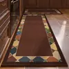 Tapete de Piso para Cozinha Estilo Retro Americano, Absorvente de Água, Antiderrapante, Resistente a Manchas, Capacho de Linho, Tira Longa, Fácil de Cuidar, Tapete de Linho Tecido