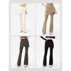 Pantalones de Yoga Acampanados para Mujer, Falso Dos Piezas con Levantamiento de Glúteos y Control de Abdomen, Cintura Alta, Caída Suelta, Pantalones de Pierna Ancha Ligeramente Acampanados