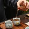 Taza de té de Kung Fu, taza de té de horno Ru blanco lunar, taza maestra de cerámica, taza de degustación de película abierta, jaula de té grande, taza de té de porcelana Ru
