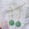 Aretes de Aventurina Verde, Piedra Natural, Elegantes y con Estilo, Adecuados para Hanfu y Cheongsam, Regalo para Mamá o Mejor Amiga, Colgante de Paz, Estilo Chino