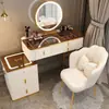 Tocador de dormitorio nórdico, mueble integrado multifuncional minimalista moderno, tocador inteligente con carga inalámbrica