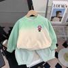 Conjunto de Moda de Estilo Coreano para Niñas Jóvenes, Sudadera de Dibujos Animados Nueva de Primavera y Otoño y Pantalones Casuales Degradados de Dos Piezas