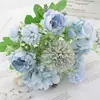 Liquidação! Conjunto de Flores Artificiais de Rosa e Hortênsia - Decorações para Sala de Estar/Mesa de Jantar, Flores de Plástico, Adereços para Fotos