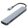 Estação de acoplamento Type-C 7 em 1, adaptador de display HDMI multifuncional, leitor de cartão, hub para laptops, telefones celulares e computadores