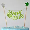 Decoración de pastel con bandera de estrella Bandera Red social Bandera de pastel FelizCumpleaños Tarjeta de vestido de mesa 2G