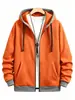 Sudadera con capucha y manga larga para hombre, bordado con logo, de venta caliente transfronteriza, con cordón y cremallera, en colores lisos, adecuada para uso casual y deportivo