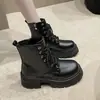Botines Martin de Suela Gruesa Estilo Retro Británico para Mujer 2026 Nuevo Estilo Otoño/Invierno con Forro de Terciopelo Espeso Versátiles de Moda Botines Zapatos para Mujer