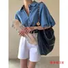 Camisa Lisa de Manga Corta para Mujer Verano Nuevo Estilo Estilo Francés Simple Estilo Básico Manga de Linterna Holgada