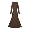 Vestido de punto elástico de manga larga acampanado, estilo europeo y americano transfronterizo, nuevo de moda 2026, elegante, corte ajustado