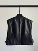 Outono de 2026 Novo Estilo Colete de Couro Curto Solto Moda Jaqueta de Couro Sem Mangas para Mulheres A10271