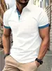 Comercio Exterior Transfronterizo Nuevo Estilo Camisa Polo de Manga Corta de Color Sólido Digital 3D Casual Holgada Cómoda Diaria para Hombre Manga Corta