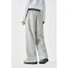 Sanhomme Calça Casual Longa de Retalhos Xadrez Tendência Estilo Americano Cintura Elástica Perna Larga Solta Calça de Moletom Esportiva Masculina 3155