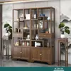 Estante de Exhibición de Madera Maciza, Gabinete Multifuncional Estilo Chino, Estante de Almacenamiento para Té, Adorno Divisor de Madera de Olmo, Gabinete de Almacenamiento y Exhibición para Sala de Té de Oficina