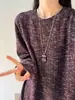 Camiseta de punto estilo tweed tie-dye de manga larga, unisex, sudadera fina de otoño, capa base elegante y genial