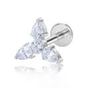 Brincos de Liga de Titânio G23 com Zircônia Triangular Joias para Mulheres Brincos para Lábio e Unha Joias Simples para Piercing Joias para Lábio Venda por Atacado