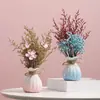 Espiga de Trigo Flor Seca Gipsofila Buquê Arranjo de Flores para Sala de Estar Vaso Pequeno de Cerâmica Estilo Ins Ornamento de Decoração para Gabinete de TV de Mesa