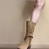 Botines cortos súper elegantes de tacón alto y plataforma para mujer, nuevos botines de media pantorrilla para otoño e invierno, populares botines de tacón grueso, botines estilo Martin