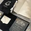 Porta-Cartão de Veludo Novo Personalizado, Convite de Casamento de Veludo, Convite de Acrílico com Estampagem Dourada, Convite de Casamento, Cartão de Casamento