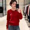 Ropa exterior nueva para mujer de primavera y otoño: un cárdigan de punto pequeño y rojo con cuello redondo, perfecto para usar sobre otras prendas