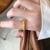 Anillo Abierto de Bambú Cepillado con Circonita, Elegante Retro Medieval, Anillo Versátil para el Dedo Índice, Joyería de Mano de Moda Nicho de Alta Gama