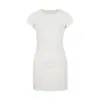 Vestido cinza de manga curta para mulheres, novo design de verão, acinturado, plissado, justo, bodycon curto