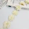 6.5cm Zapato Infantil Flor Diadema Sombrero Encaje Estéreo de Doble Capa Decoración de Flor con Perlas Accesorios para Ropa Encaje DIY