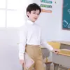Camisa blanca pura para niños niños con algodón de terciopelo camisa cálida manga larga estudiantes de primaria y secundaria ropa escolar al por mayor