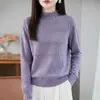 Nuevo Suéter de Punto Jacquard para Mujer Otoño/Invierno 2026 con Cuello Semi Alto, Elegante y Versátil, Top Térmico Básico para Mujer