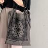 Nova flor de caju mulheres bordado shopping lona bolsa de nylon crossbody dobrável bolsa de ombro portátil