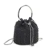 Bolso Cubo con Borlas Incrustadas de Diamantes Estilo Nuevo Transfronterizo, Bolso de Mano de Diamantes para la Noche, Bolso de Mano con Perlas y Pedrería, Bolso Cruzado